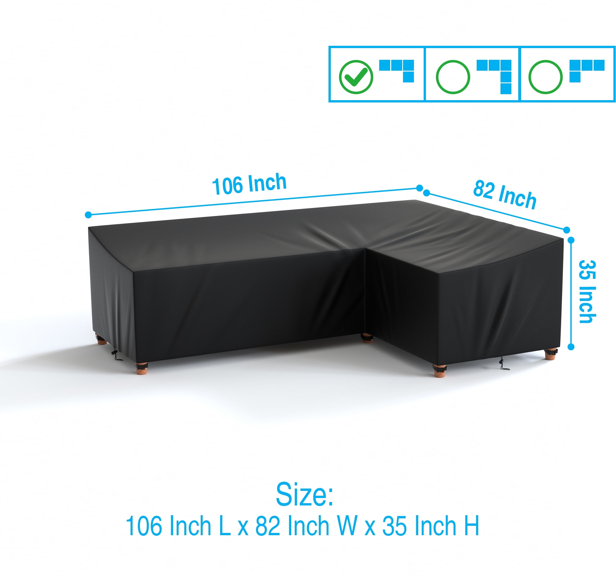 COSYUMI Patio L-Shaped Sectional Sofa Cover, Heavy Duty Durable Oxford Outdoor Sectional Couch Cover with 6 Windproof Buckles, Patio Waterproof L-shaped Furniture Cover, Outdoor Furniture Cover