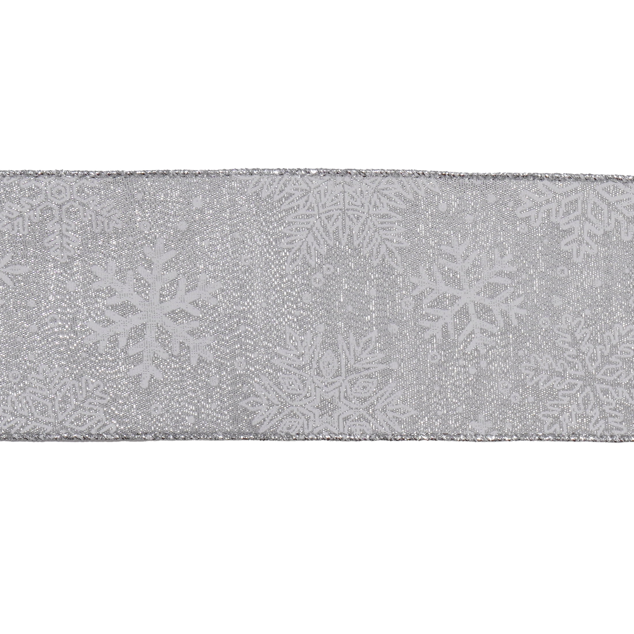 Silver and White Snowflake Christmas Ribbon, 2.5" x 25', by Holiday Time