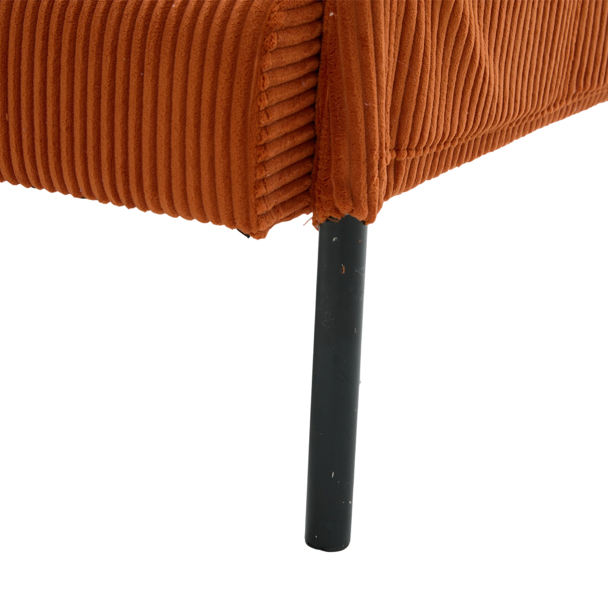 Loveseat, Small Sofa, Couch, Oversized Corduroy 2-Seater Sofa with Side Storage Pockets and Sturdy Metal Legs for Apartment, Dorm or Living Room, Orange