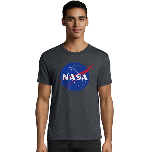 Hanes Mens Graphic Tee, M, NASA Meatball/Slate Heather