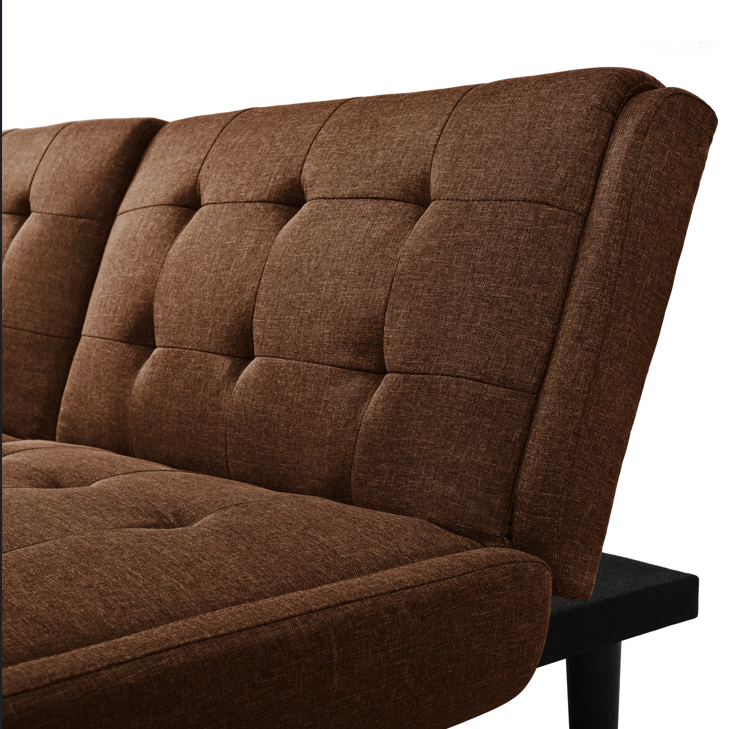 Gewnee 63 Inch 3-in-1 Linen Convertible Sofa Bed for Living Room, Apartment and Bedroom，Brown