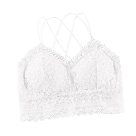 LARUYEKO Fashion Women s Sleeveless Floral Lace Bra Padded Tank Tops Spaghetti Strap Bralette Top Underwear Too Pack Women Camisoles Womens Tops plus Size Packs Tops for Women Lace Padded Tops for