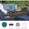 thumbnail image 3 of Brafab 10 Seat Outdoor Patio Furniture Set with 44" Gas Fire Pit Table, PE Wicker Patio Conversation Sets Cushioned Seat Couch Outdoor Sectional Chair Sofa Set for Yard Garden Porch | Blue, 3 of 7