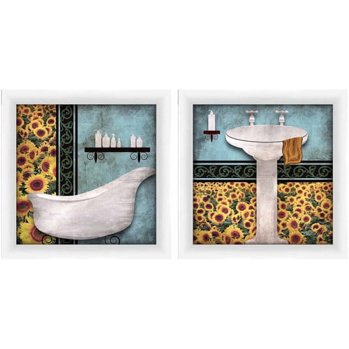 Sunflower Bath Art, Set of 2