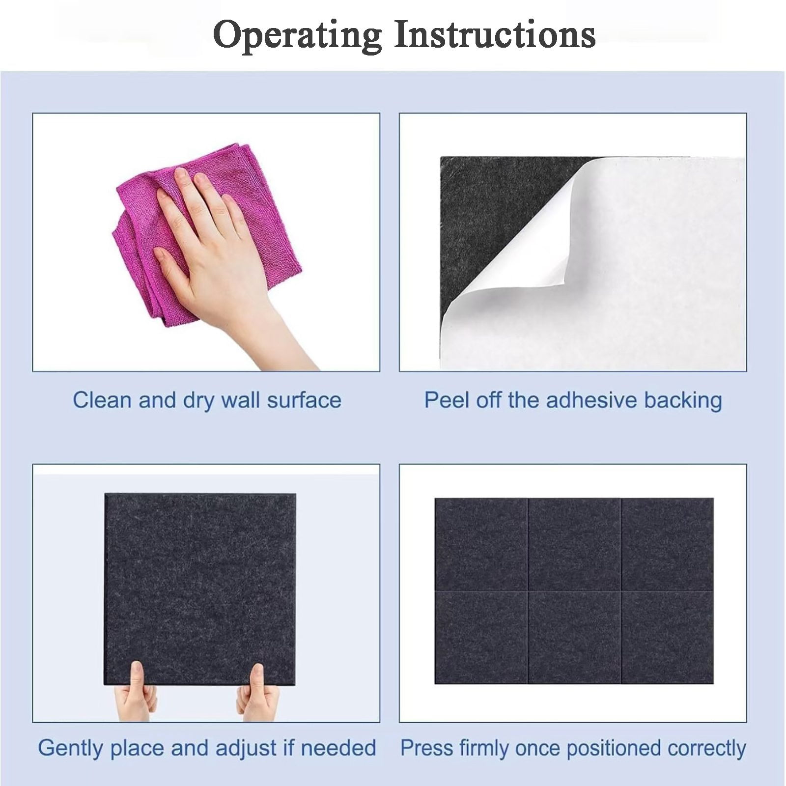 6 Pack Felt Bulletin Board, 11.8" x 11.8" Cork Board with Safe Removable Adhesive Tabs, Cork Boards for Walls Cork Board for Home Office Classroom Pin Board