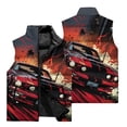 thumbnail image 2 of Chaleco cálido resistente al viento con cuello alto y cremallera con estampado de coche deportivo clásico en 3D para hombre, para viajes al aire libre en la calle, pelea de bolas de nieve, 2 of 4