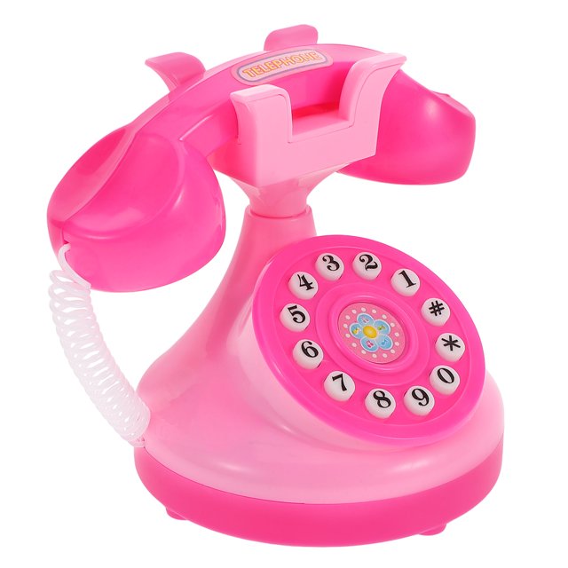 MOVTOTOP 1 Ensemble Téléphone Rétro Rose pour Enfants avec Forme de Téléphone Rotative et Jeu Imaginatif