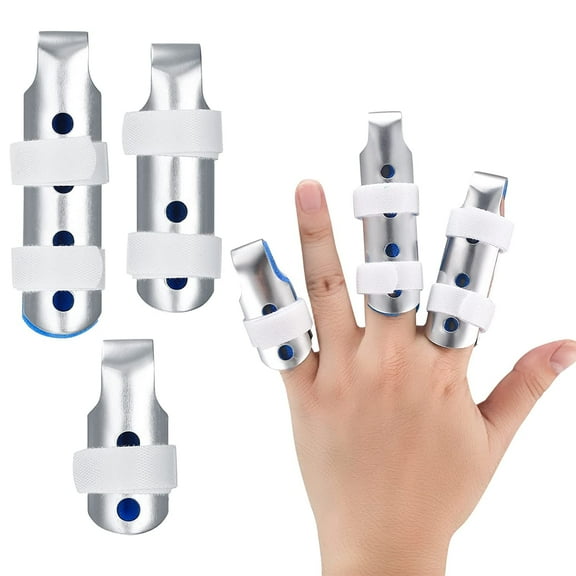 3Pcs Trigger Finger Splints, Finger Support Brace Finger Stabilize for Broken Fingers Straightening, 3 Size Metal Stabilizer for Fractures, Strains, Sprains, Silver