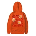 thumbnail image 4 of Oiyii Tween Girls' Daisy Slogan Pullover Hoodie Back Print Long Sleeve Casual Hooded Sweatshirt Casual Pullover Top,Orange, 4 of 5