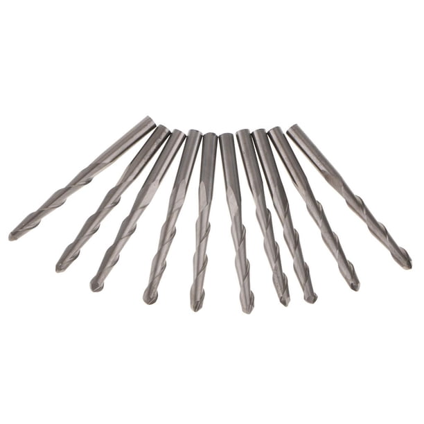 Fresa de extremo de broca espiral CNC de acero de 2 flautas de 3,175 mm, 10 unidades 22 mm de filo