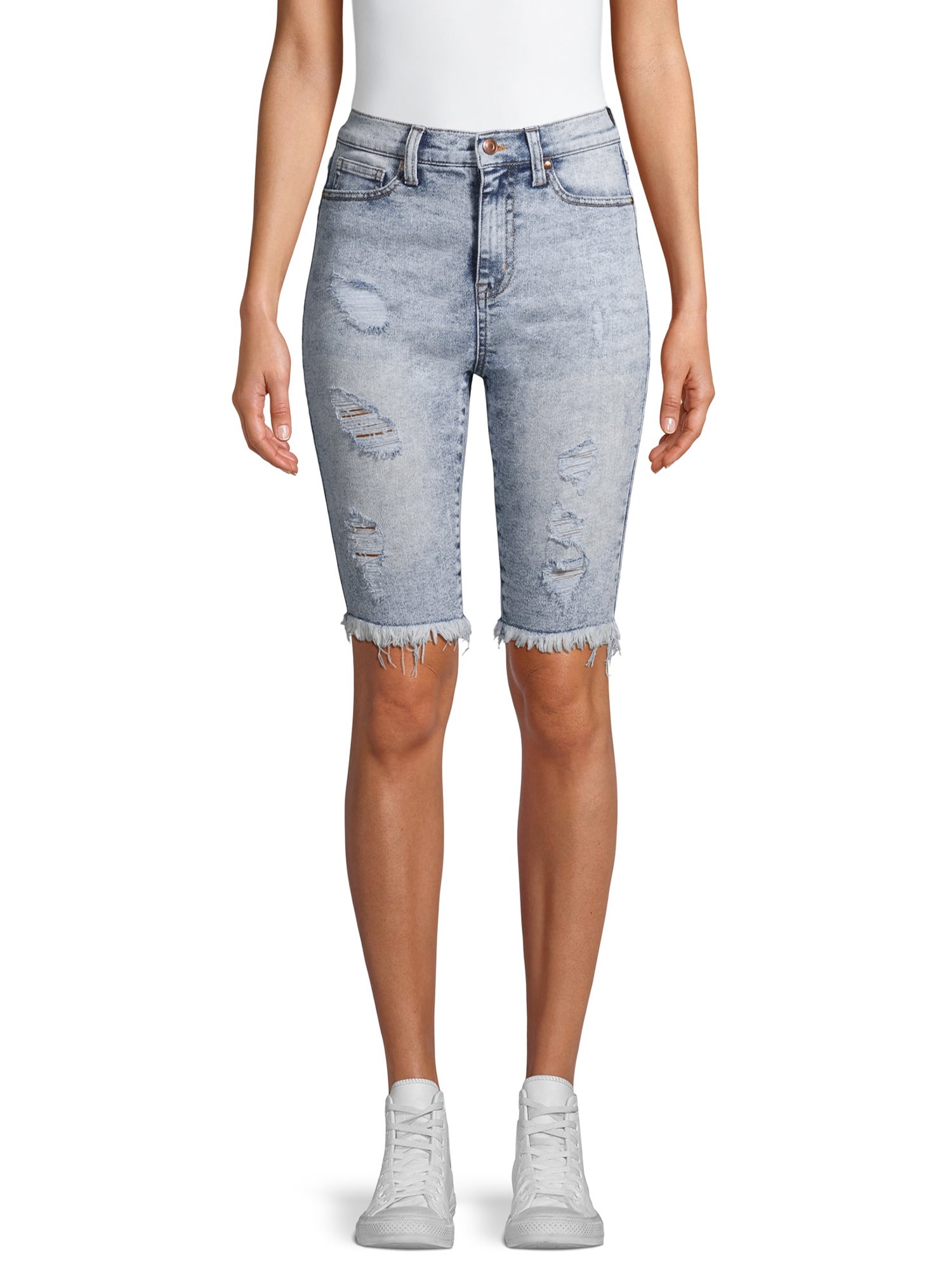 bermuda distressed jean shorts