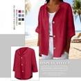 thumbnail image 5 of Kelon Ladies Tops and Blouses Short Sleeve Shirts V Neck Linen Cotton Business Casual Fashion Outfit Going Out Outfits Y2k Clothes, XL, 5 of 9