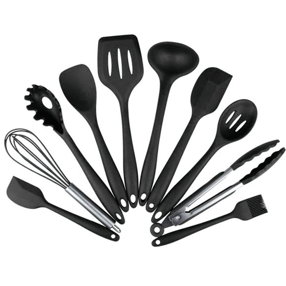 Amdohai 10PCS Cooking Utensils Kitchen Utensil Set Silicone Kitchenware Set Stainless