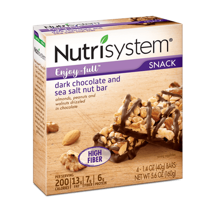 Nutrisystem Enjoy-full Dark Chocolate and Sea Salt Nut Snack Bars, 1.4 Oz, 4