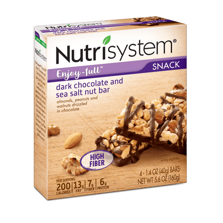 Nutrisystem Enjoy-full Dark Chocolate and Sea Salt Nut Snack Bars, 1.4 Oz, 4 (Best Diet Bars And Shakes)