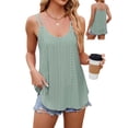 thumbnail image 2 of Gustave Women's Tank Tops Eyelet Embroidery Spaghetti Strap Shirts Scoop Neck Sleeveless T-Shirt Summer Casual Flowy Cami Blouse Loose Fit "Green, XL", 2 of 6