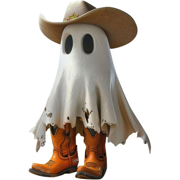 HeeHom Halloween Ghost Decoration Cowboy Ghost Cute Indoor Halloween Statues Spooky with Boots for Home Shelf Mantel Display Windowsill Western Halloween Decor