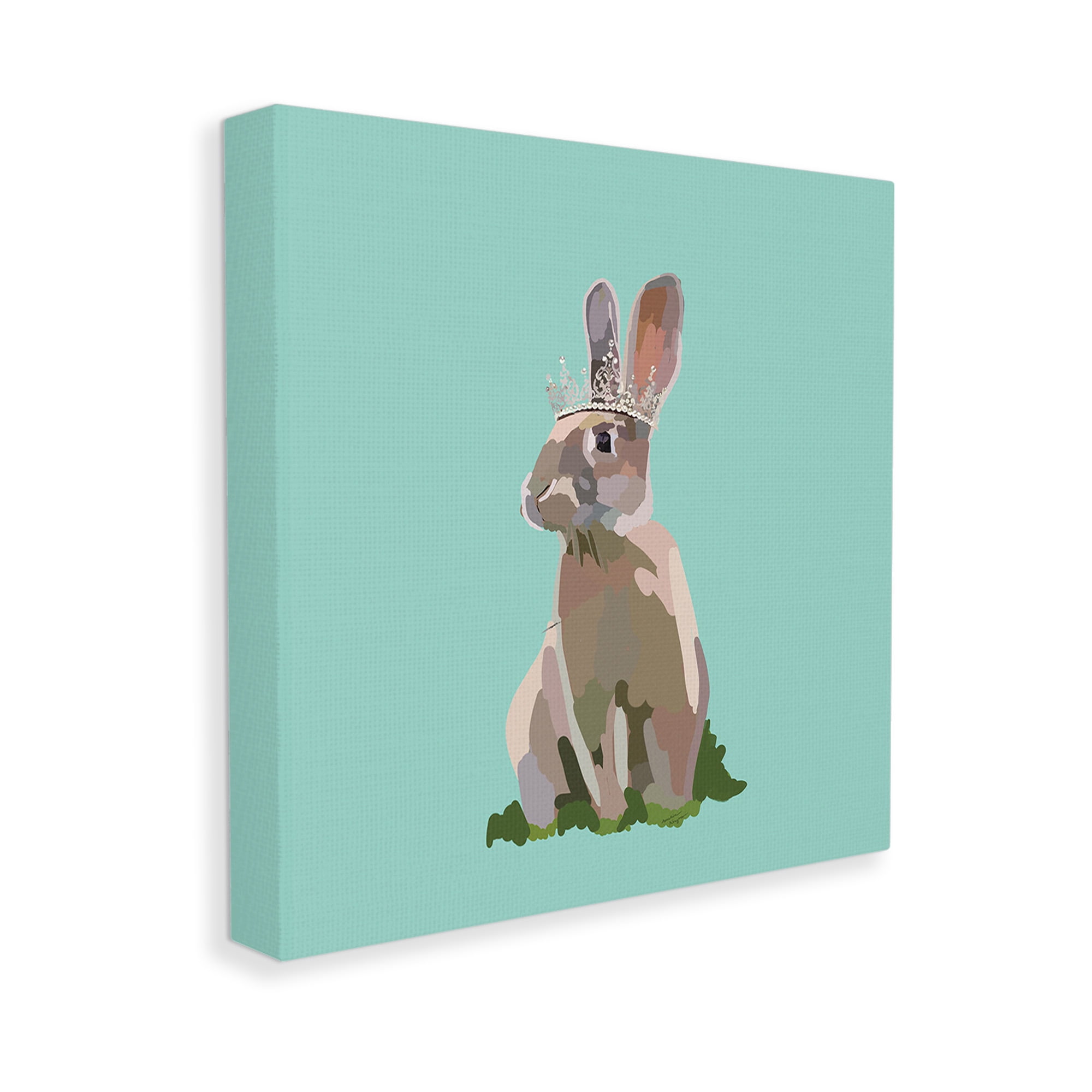 Stupell Industries Rabbit with Royal Crown Animals & Insects Painting Gallery Wrapped Canvas Art Print Wall Art, 36 x 36