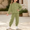 thumbnail image 7 of WAVSUF Girls Fall Fleece Sets 2 Piece, Long Sleeve Zipper Sweatshirts and Joggers Winter Warm Casual Outfits Green 2, 7 of 7