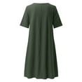 thumbnail image 4 of Vestido largo bohemio para mujer talla grande - Manga corta, cuello en V, estampado floral - Poliéster ligero, informal para la oficina/vacaciones/fiestas, 4 of 5