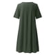 thumbnail image 4 of Vestido largo bohemio para mujer talla grande - Manga corta, cuello en V, estampado floral - Poliéster ligero, informal para la oficina/vacaciones/fiestas, 4 of 5