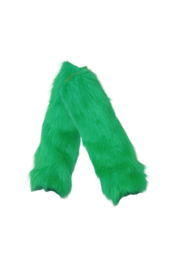 Women Punk Plush Solid Leg Warmer Aesthetic Green Fuzzy Boot Cuffs Leg Cover