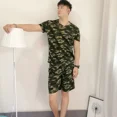 thumbnail image 4 of Conjuntos de hombre lisos de gran tamaño, ropa informal de camuflaje, novedad, camisetas, pantalones cortos, trajes para hombres, conjunto holgado de dos piezas de estilo coreano, 4 of 4