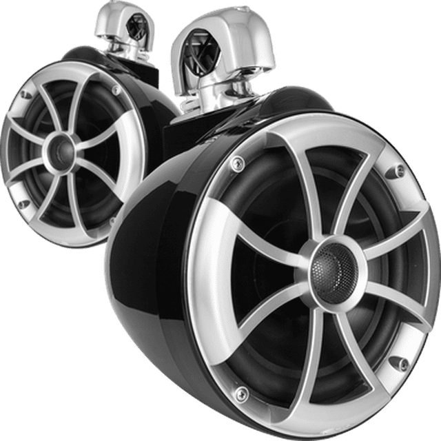 Bocinas de Torre Marina Wet Sounds ICON 8-B SC V2 300 Watts 8 Pulgadas 4 Ohms con Abrazaderas Girato Wet Sounds ICON8BSCV2