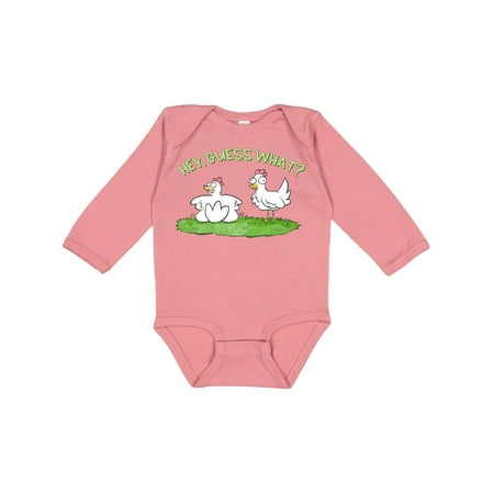 

Inktastic Hey Guess What Chicken Butt Boys or Girls Long Sleeve Baby Bodysuit