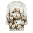 thumbnail image 6 of WTOBBY Women's Casual Round Neck Christmas Print 3/4 Sleeve T-Shirt, Ladies Holiday Season Top with Seasonal Design, Comfortable Blouse for Daily Fashion Wear,Light Brown XL, 6 of 6