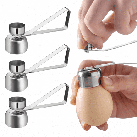 ROSEXIXI 3pcs  304 Stainless Steel Egg Topper Cutter, Double-Headed Egg Shell Opener Remover for Raw & Soft/Hard Boiled Eggs