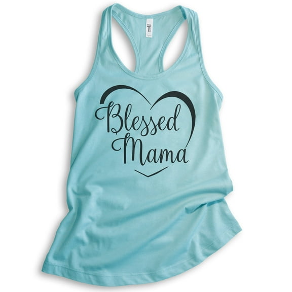 Blessed Mama Tank Top, Ladies Racerback Tank Top, Mom Tank, Religious Mom Tank, Cancun, Medium
