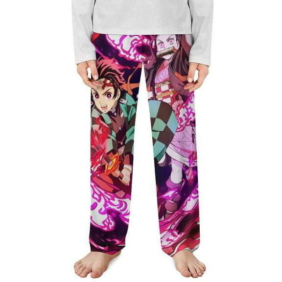 Demon Slayer Pajama Pants Long Sleep Pants Soft Elastic Waist PJ Bottoms Lounge Pants