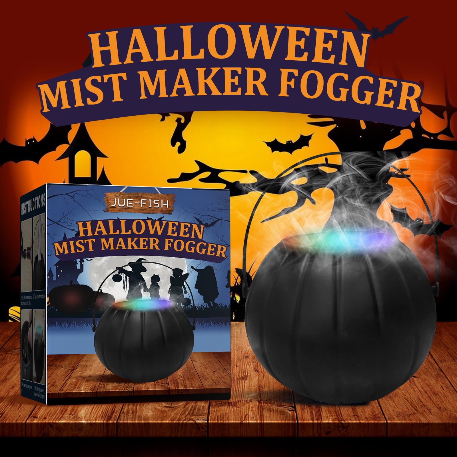 Halloween Mist Maker Fogger, Witch Cauldron Fog Maker Water Fountain