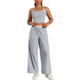 thumbnail image 1 of Conjunto de chándal para mujer ATHLECHIC, camisetas de tirantes tipo crop y pantalones rectos en gris, 1 of 5