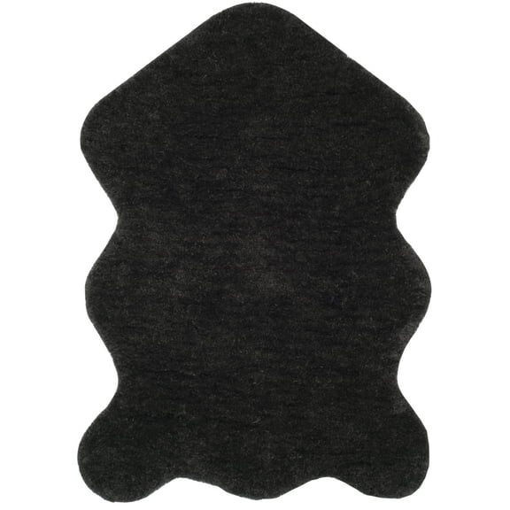 SAFAVIEH Addie Solid Plush Polyester Sheep Shag Area Rug, Charcoal, 2' x 3'