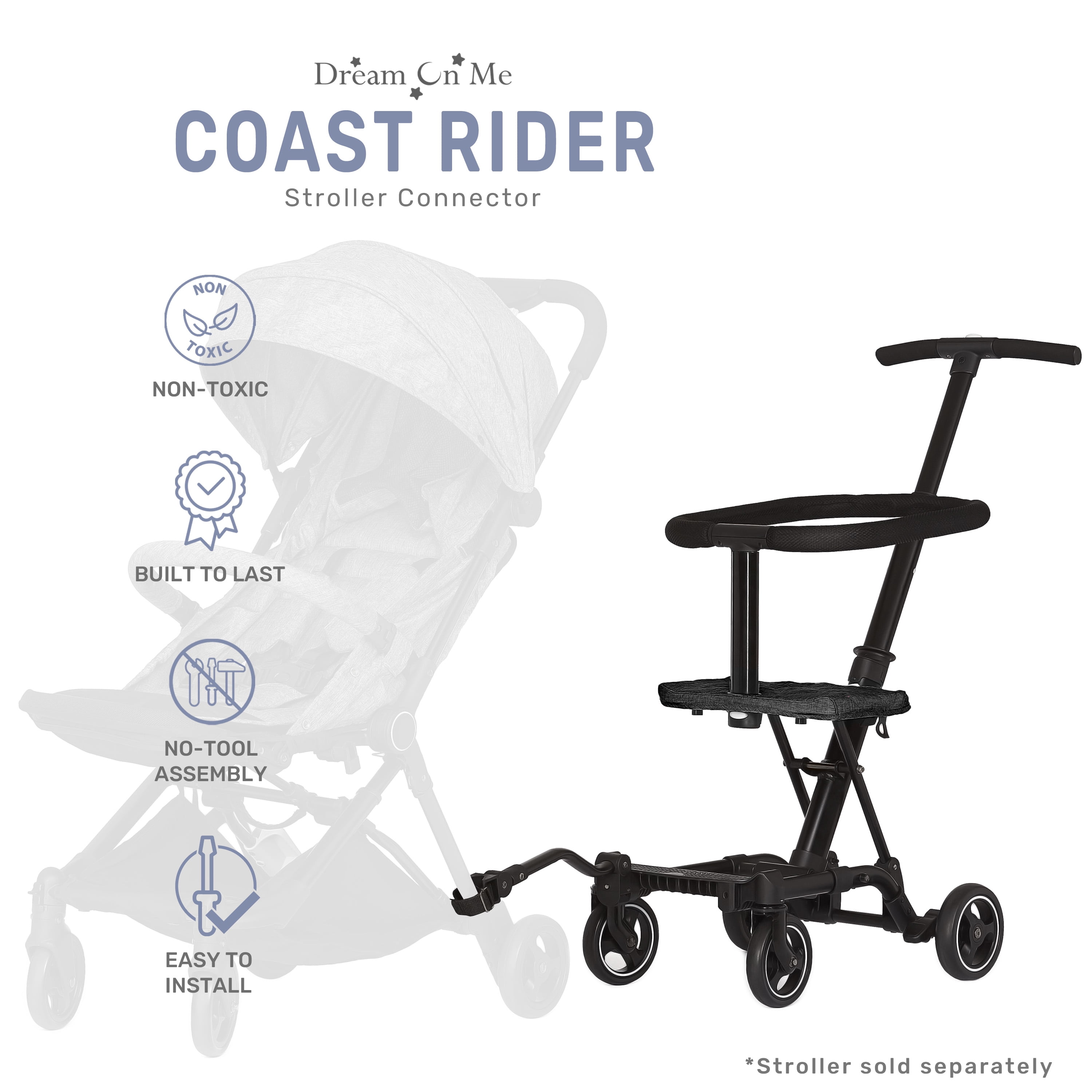 Dream On Me Coast Rider Stroller Connector – Universal Link for Doubling Strollers, Wheelchairs & Shopping Carts