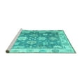 thumbnail image 2 of Ahgly Company Machine Washable Indoor Rectangle Oriental Turquoise Blue Traditional Area Rugs, 5' x 8', 2 of 4