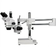 AmScope 7X-90X Trinocular Stereo Zoom Microscope with Double Arm Boom Stand New