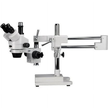 AmScope 7X-90X Trinocular Stereo Zoom Microscope with Double Arm Boom Stand New