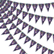 Kreatwow Roller Skating Birthday Party Decorations Black Purple Roller Skating Pennant Banner Roller Skating Party Garland Let's Roll Hanging Decor 80s 90s Retro Hip Hop Party Supply for Girls' Party