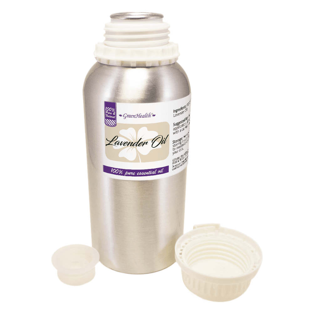 Lavender Essential Oil - 16 fl oz (473 ml) Aluminum Bottle w/Plug Cap - Therapeutic Grade - GreenHealth