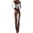 thumbnail image 2 of UTTOASFAY Woman Pants Women Fashion Solid Pants Elasticity Leggings Bell-Bottoms Pants Khaki L, 2 of 5