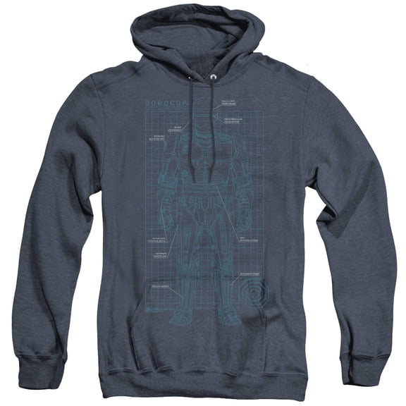 Robocop Schematic Adult Heather Hoodie Sweatshirt Navy