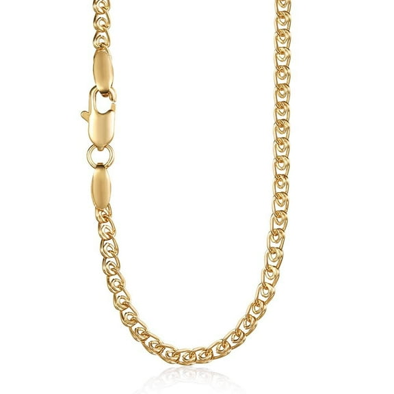 Hermah 3mm 20" Men Women Snail Link Necklace Yellow Gold Filled Chain