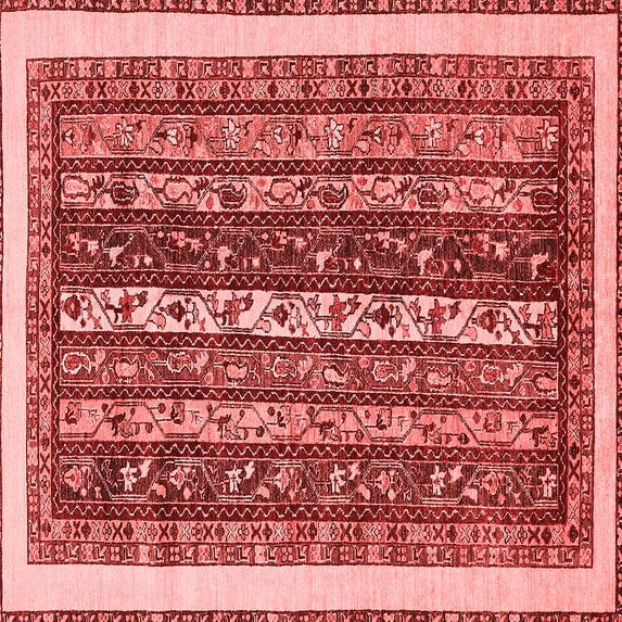 Ahgly Company Indoor Square Abstract Red Modern Area Rugs, 4' Square