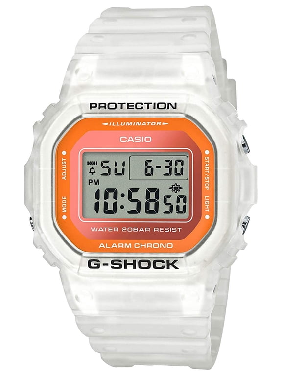 G-Shock DW5600LS-7 Fluorescent Color Series White & Orange Square Unisex Watch