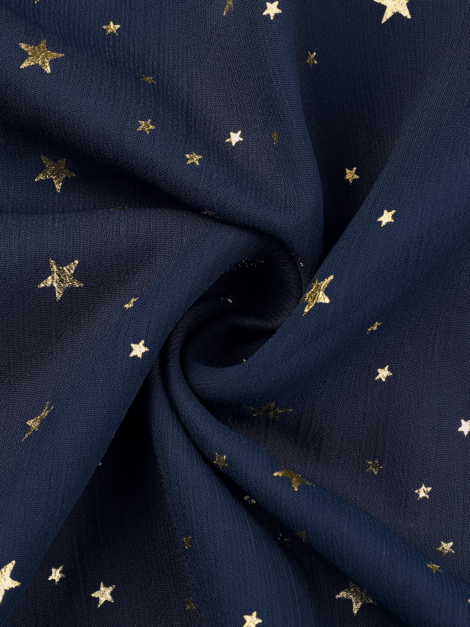 DARING DIVA Ruffle Short Sleeve Metallic Stars Dress S Dark Blue