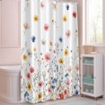thumbnail image 5 of Shower Curtain Spring Wildflowers Shower Curtains for Bathroom Decor, Waterproof Polyester Shower Curtain Set with Hooks, Extra Long 72" x 84" Watercolor Floral, 5 of 9
