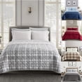 thumbnail image 4 of Dearfoams Grey Plaid Velvet Plush 7 Piece Quilt Bedding Set with Polyester Sheets, Queen, 4 of 7